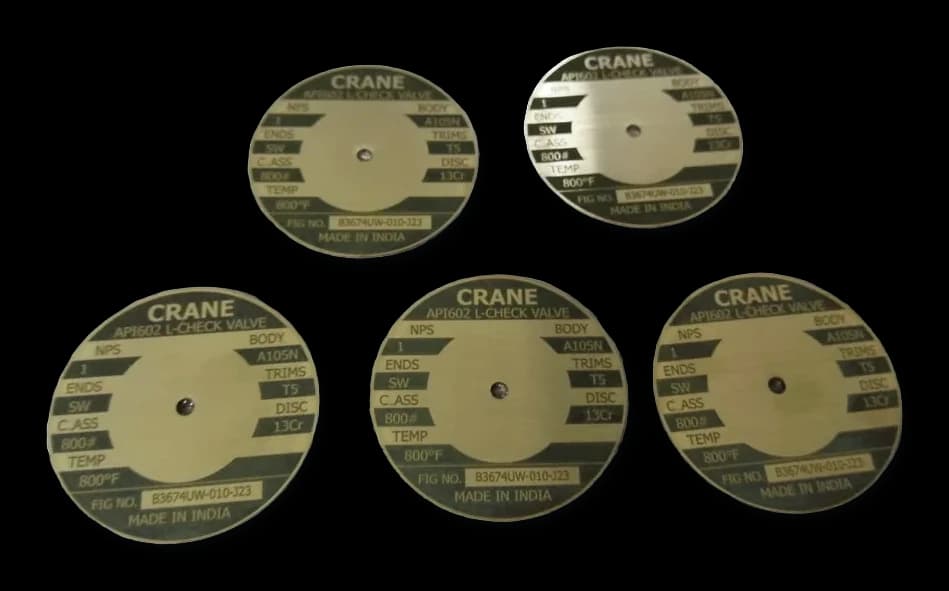 ป้ายแท็กสายไฟและวาล์ว (Cable & Valve Tag) — อลูมิเนียม