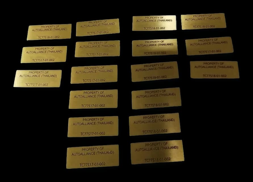 ป้ายซีเรียล & บาร์โค้ด อลูมิเนียม — ทองเหลือง · กัดกรด
