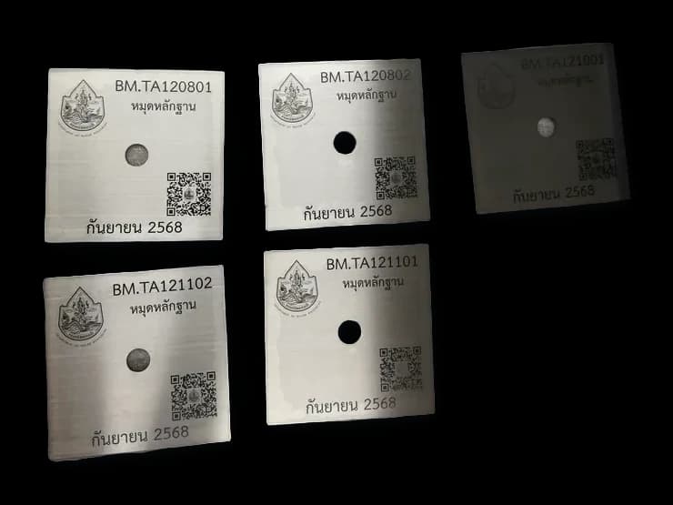 หมุดสำรวจ (Survey Disc) — สแตนเลส · เลเซอร์มาร์คกิ้ง