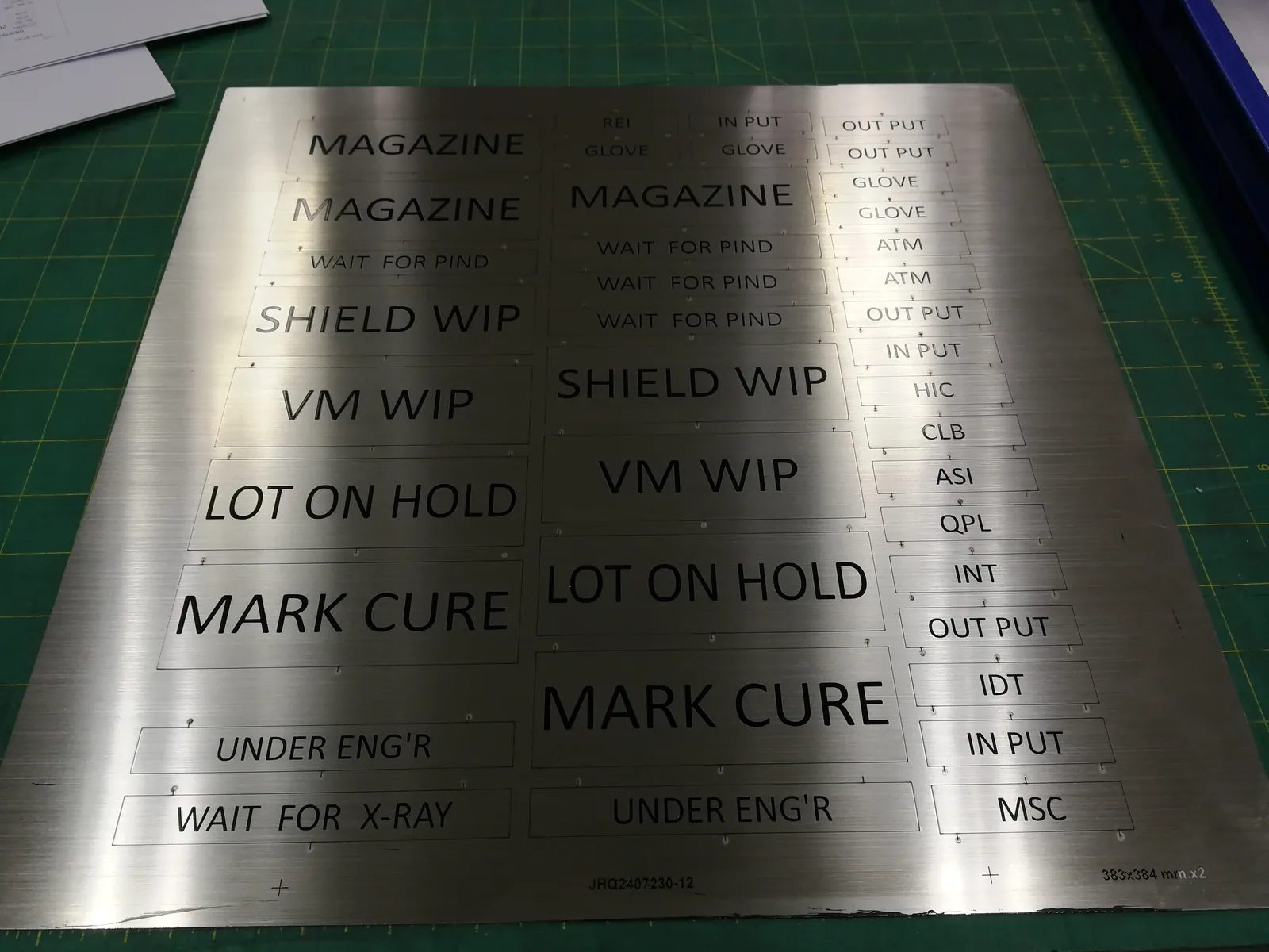 ป้ายชื่ออุปกรณ์ในโรงงาน (Equipment ID Plate) — สแตนเลส · กัดกรด
