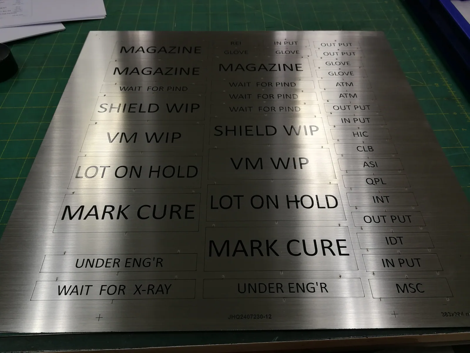 ป้ายชื่ออุปกรณ์ในโรงงาน (Equipment ID Plate) — สแตนเลส · กัดกรด